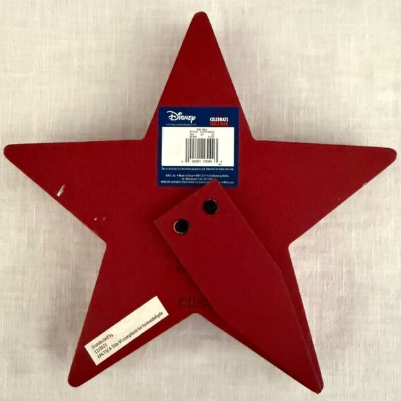 Disney Mickey Mouse Red and White Buffalo Plaid Wooden Star Decor Cottagecore - Picture 6 of 8